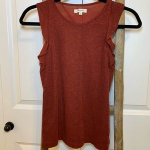 Madewell shimmer ruffle sleeveless top